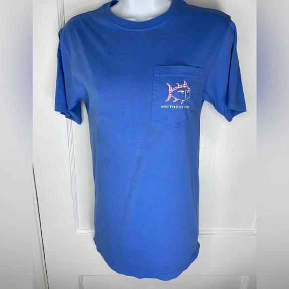 Southern Tide Royal Blue Tee with Coral Fish Logo - Picture 2 of 6